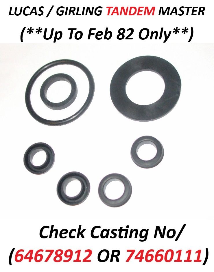 BRAKE MASTER CYLINDER REPAIR SEALS KIT (Morris Marina & Ital) (*Girling / Lucas Tandem*) (**1975- Feb 82 Only**) 